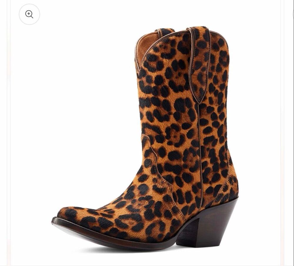Ariat Bandida Leopard Cowhide Hair On Western Boots Womens Size 7.5 NEW